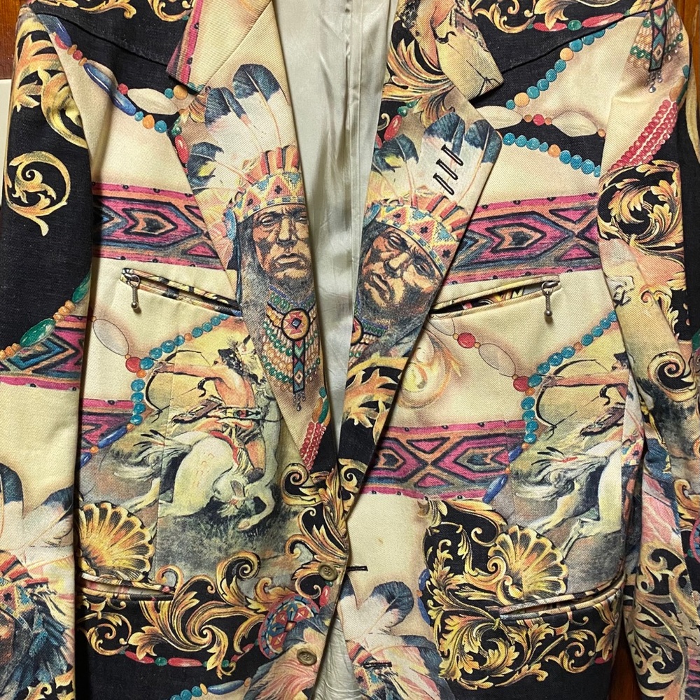 Vintage royal canadian denim print jacket, no rips